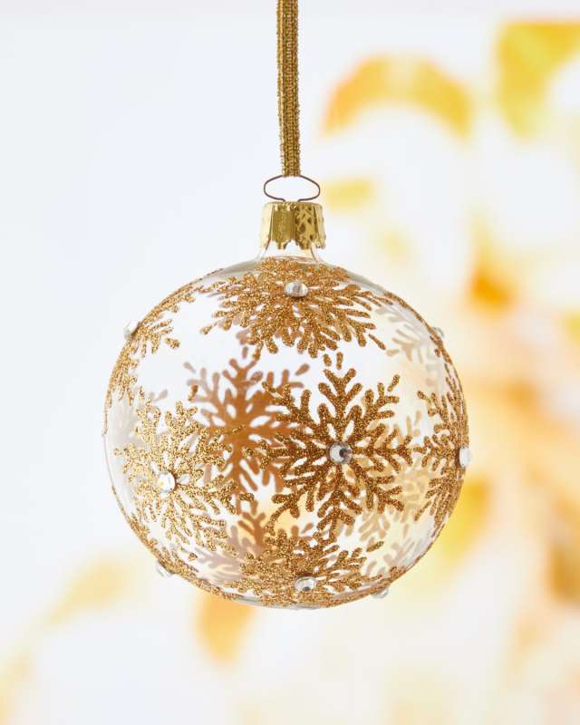 White & Gold Glass Christmas Ornament